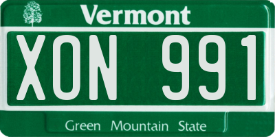 VT license plate XON991