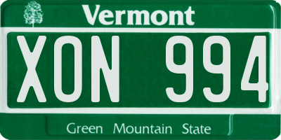 VT license plate XON994