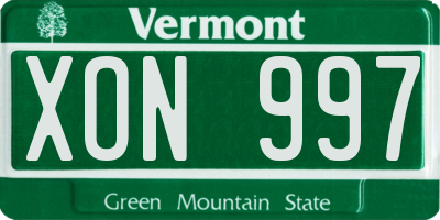 VT license plate XON997