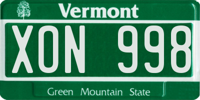 VT license plate XON998