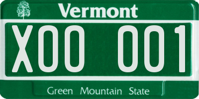 VT license plate XOO001