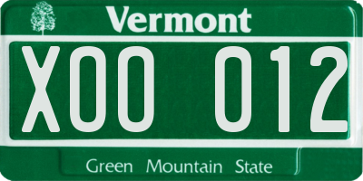 VT license plate XOO012