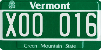 VT license plate XOO016