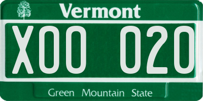 VT license plate XOO020