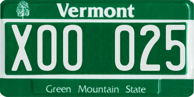 VT license plate XOO025