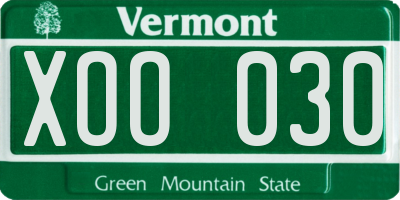 VT license plate XOO030