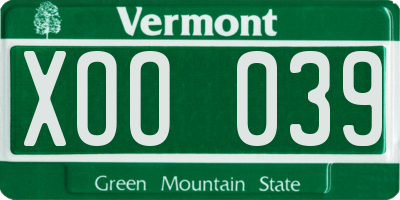 VT license plate XOO039