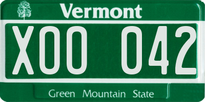 VT license plate XOO042