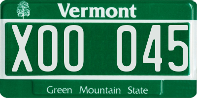 VT license plate XOO045