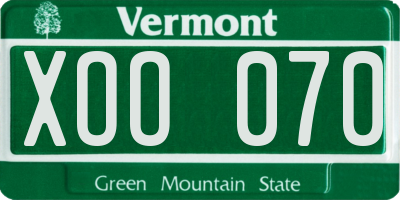 VT license plate XOO070