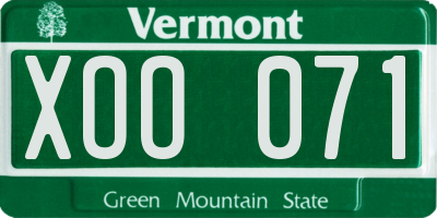 VT license plate XOO071