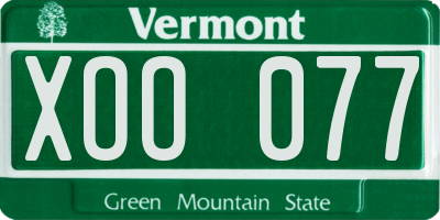 VT license plate XOO077