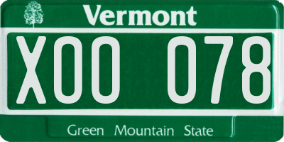VT license plate XOO078