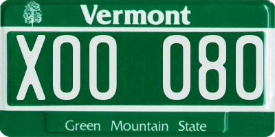 VT license plate XOO080