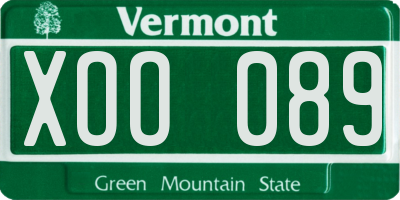 VT license plate XOO089