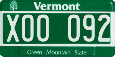 VT license plate XOO092