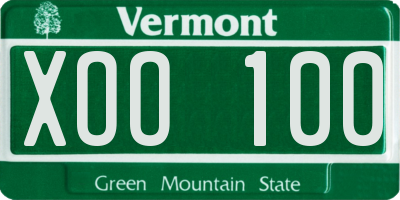 VT license plate XOO100
