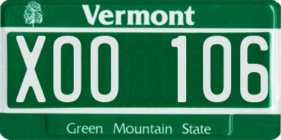 VT license plate XOO106
