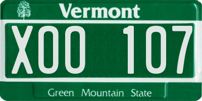 VT license plate XOO107