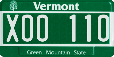 VT license plate XOO110