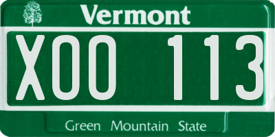 VT license plate XOO113