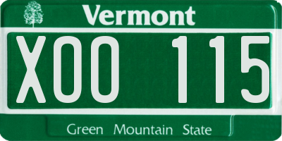 VT license plate XOO115