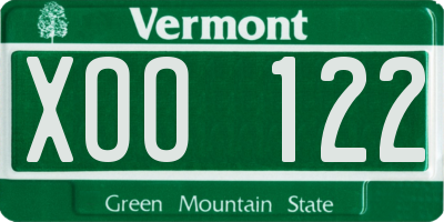 VT license plate XOO122