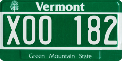 VT license plate XOO182