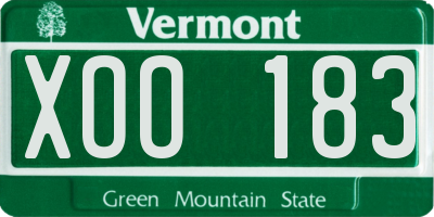 VT license plate XOO183