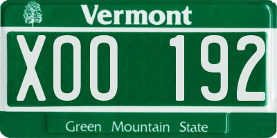 VT license plate XOO192