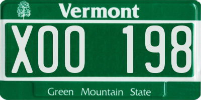 VT license plate XOO198