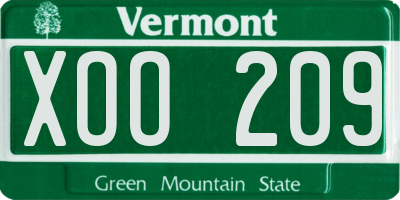 VT license plate XOO209
