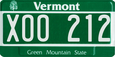 VT license plate XOO212