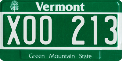 VT license plate XOO213