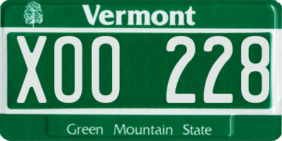 VT license plate XOO228