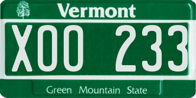 VT license plate XOO233