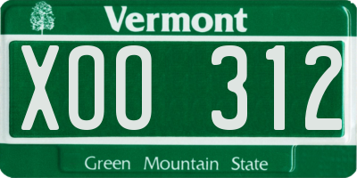 VT license plate XOO312