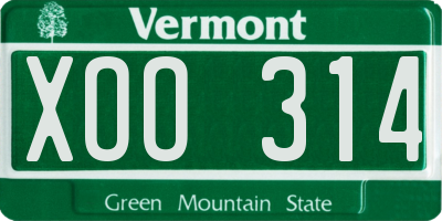 VT license plate XOO314