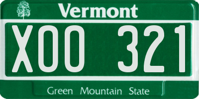 VT license plate XOO321