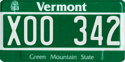 VT license plate XOO342