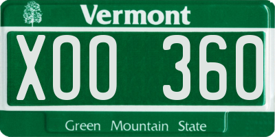 VT license plate XOO360