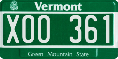 VT license plate XOO361