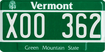 VT license plate XOO362