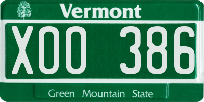 VT license plate XOO386