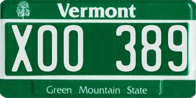 VT license plate XOO389