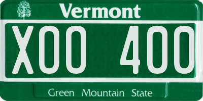 VT license plate XOO400