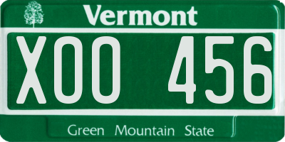 VT license plate XOO456