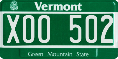 VT license plate XOO502