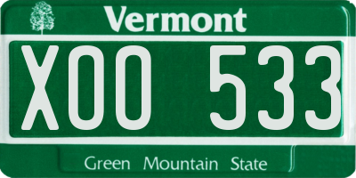 VT license plate XOO533