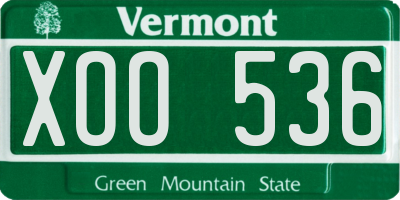 VT license plate XOO536